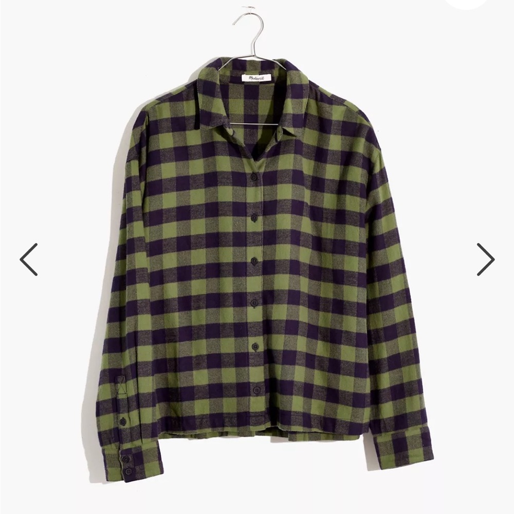 Madewell Green and Black Plaid Button-Down Shirt